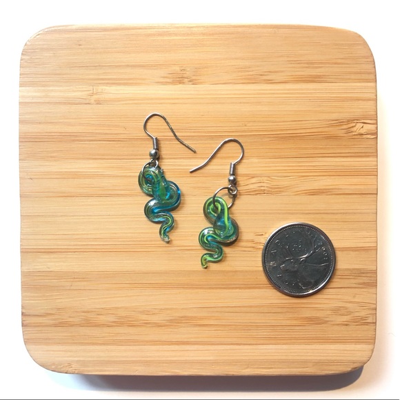 HANDMADE Glass Snake Necklace and Earring Set - Picture 2 of 4
